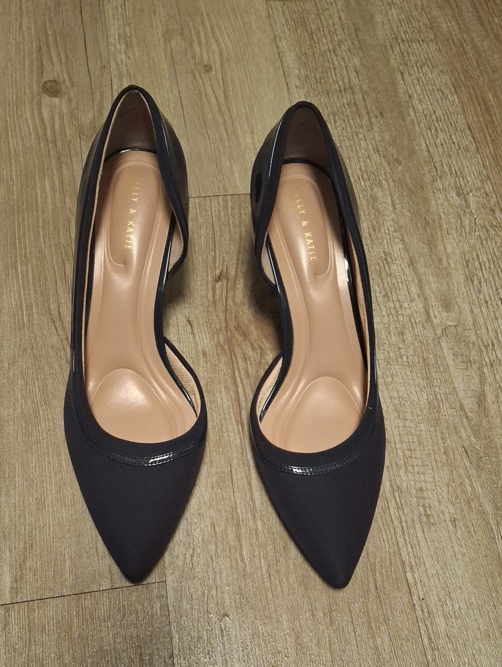 Kelly & Katie Black Pointed D'Orsay Heels